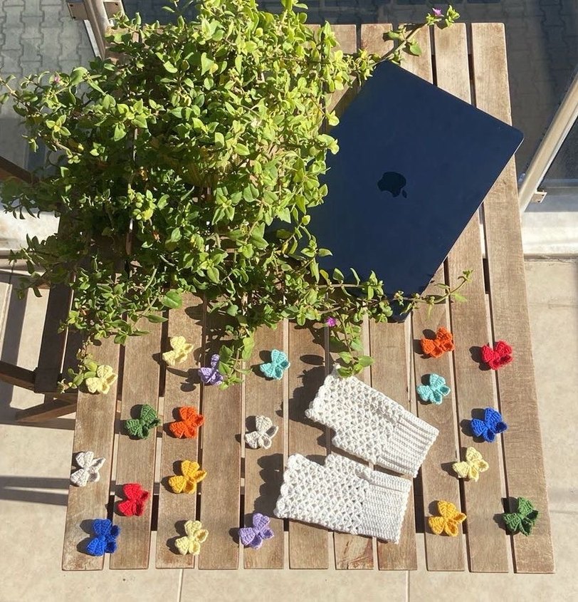 Krem renk parmaksız Örgü Eldiven - Görsel 3