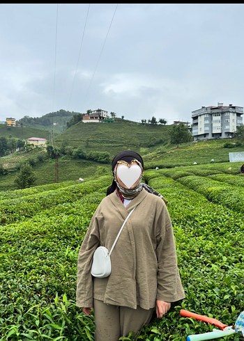 Haki Renkli Keten Kadın Tesettür Takım - Görsel 2