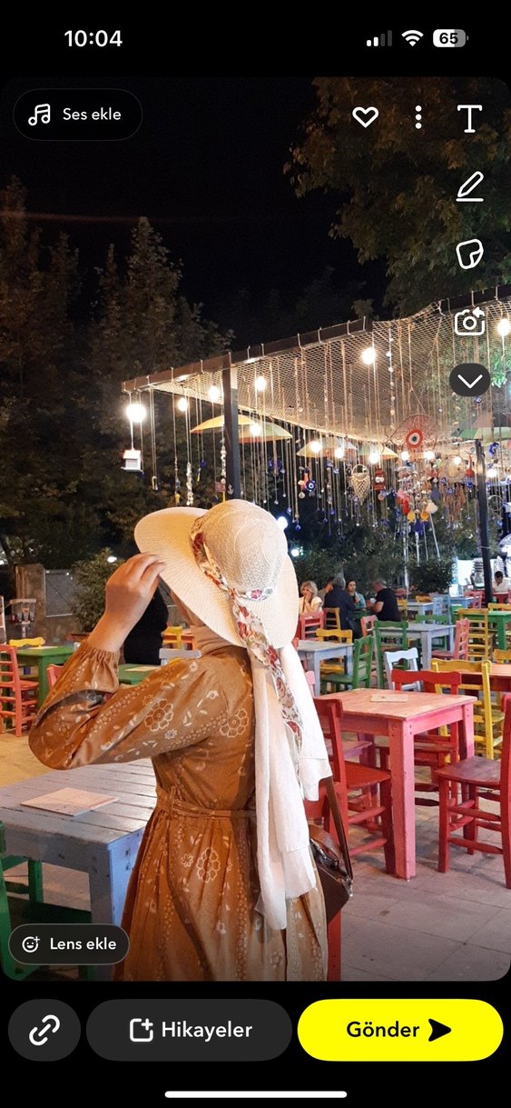 Bohem Etnik Desenli Uzun Camel tesettür elbise - Görsel 2