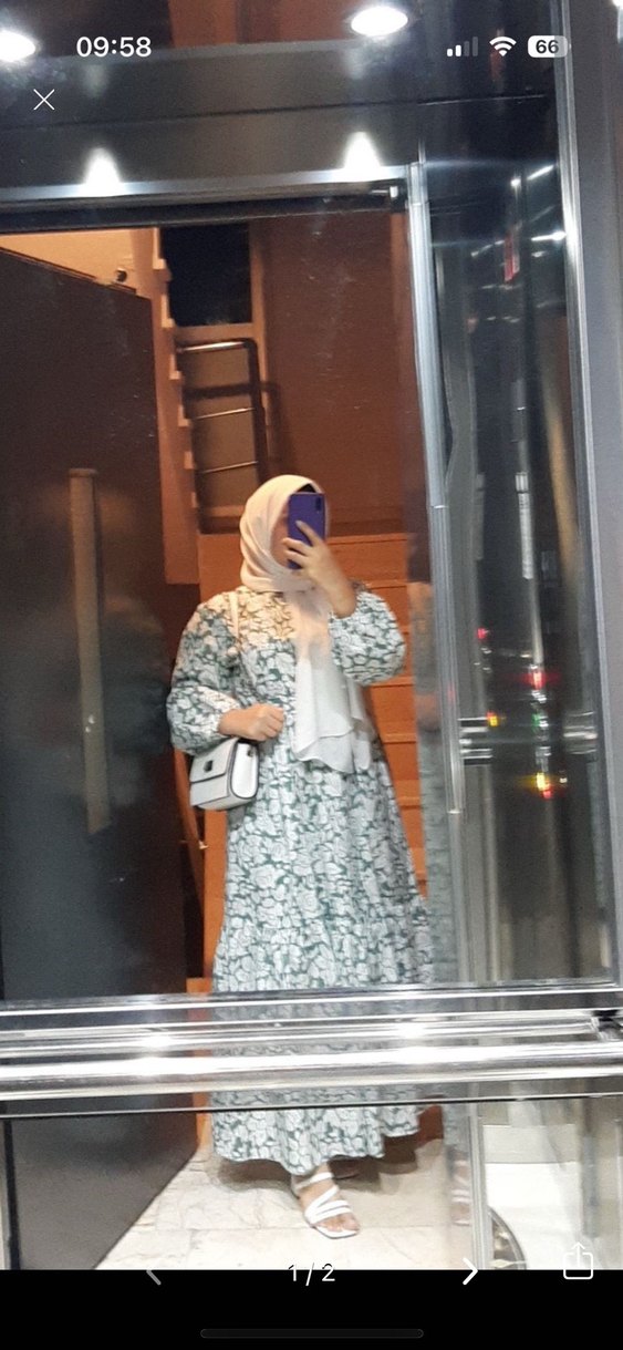 Pamuklu Bağlamalı Beyaz Uzun Tesettür Elbise - Görsel 3