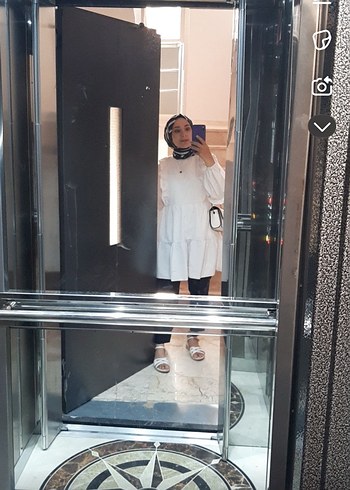 Kadın Beyaz Midi Uzun Kollu Tunik - Görsel 2