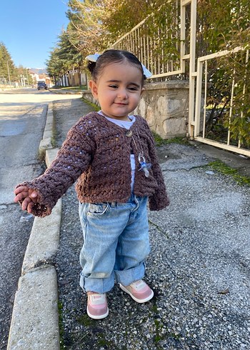 Zara Kahverengi Örgü Kız Çocuk Hırkası
