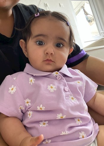LC Waikiki Çiçek Desenli Kız Çocuk Lila Polo Tişört