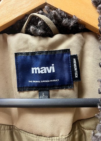 l Beden mavi uzun kadın parka