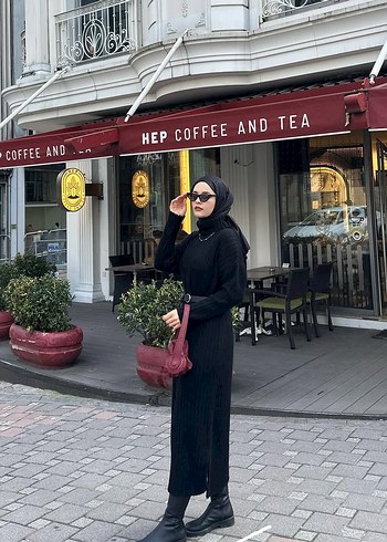 Diğer Kadın Siyah Uzun Kollu Triko Elbise
