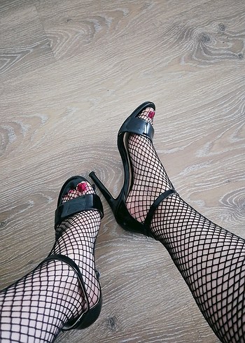 Siyah Rugan Leke Desenli Stiletto Topuklu - Görsel 2