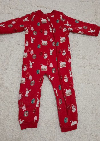 Kırmızı Desenli Unisex Çocuk Tulum Pijama