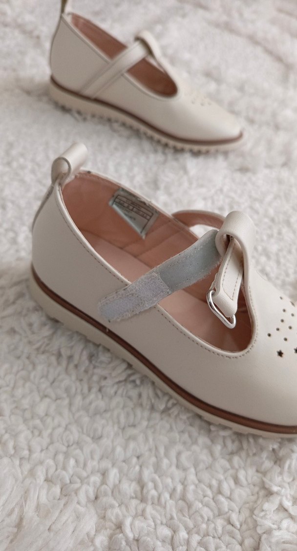 Kız Çocuk Krem Rengi Tokalı Babet Ayakkabı - Görsel 3