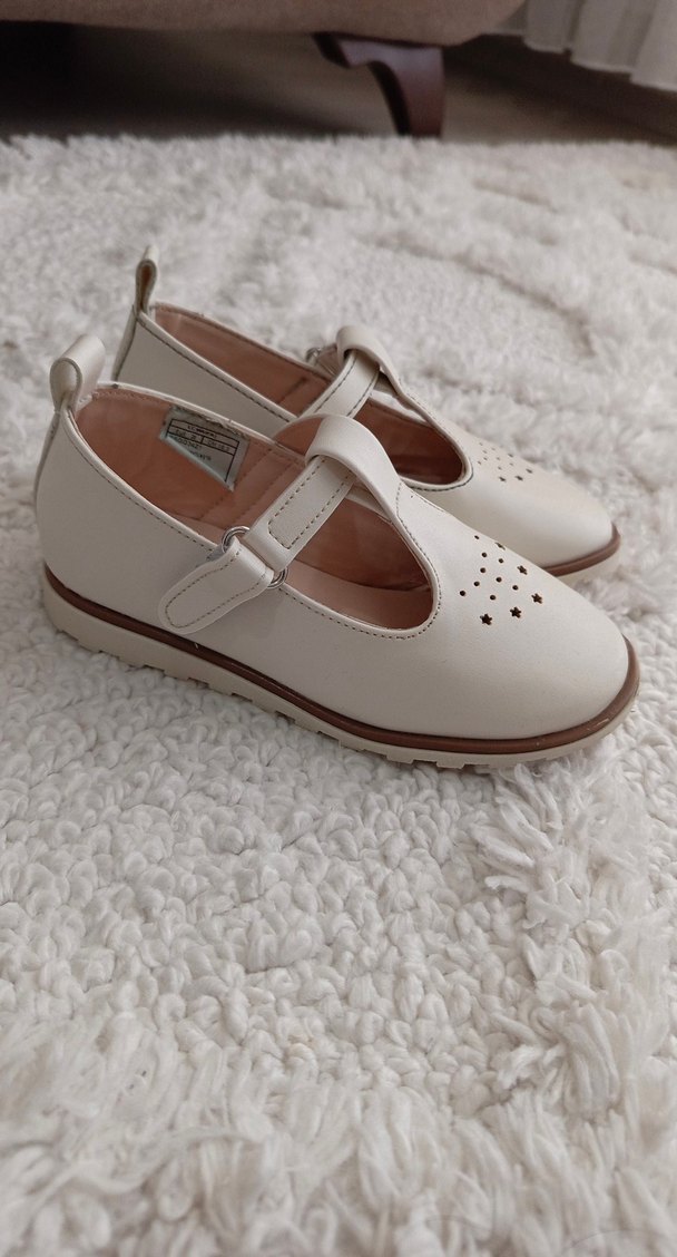 Kız Çocuk Krem Rengi Tokalı Babet Ayakkabı - Görsel 2