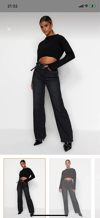 Siyah wide leg jeans