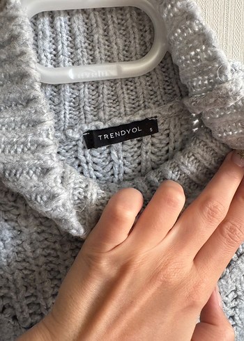 Gri Boğazlı Örgü Kadın Kazak - Görsel 2