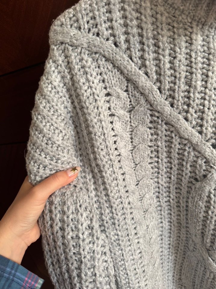 Gri Boğazlı Örgü Kadın Kazak - Görsel 3