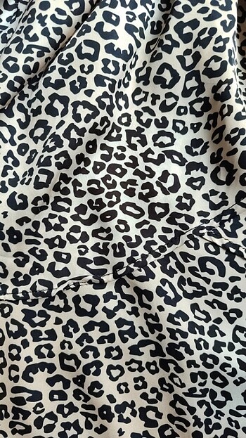 Quzu marka kadın leopar desenli saten elbise - Görsel 5