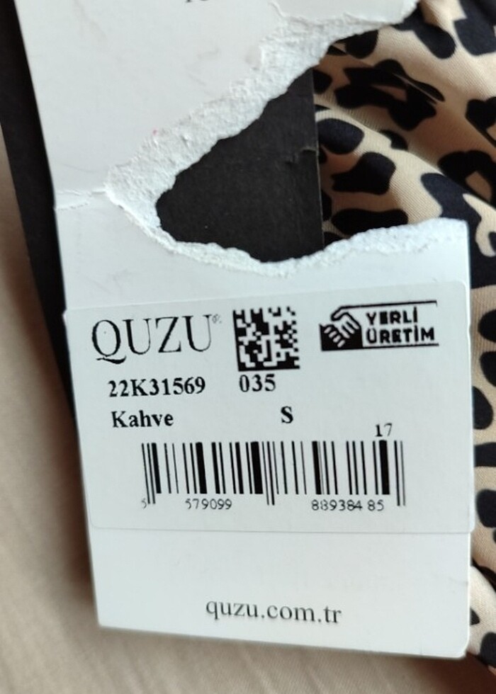 Quzu marka kadın leopar desenli saten elbise - Görsel 3