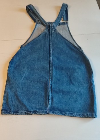 Mavi Kot Askılı Kadın Midi Elbise - Görsel 3