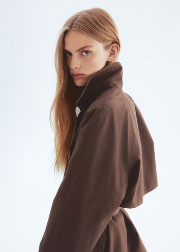 H&M Hm Kemerli Koyu Kahverengi Midi Trençkot