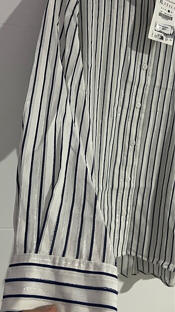 xl Beden beyaz Renk Zara parıltılı iplikli gömlek