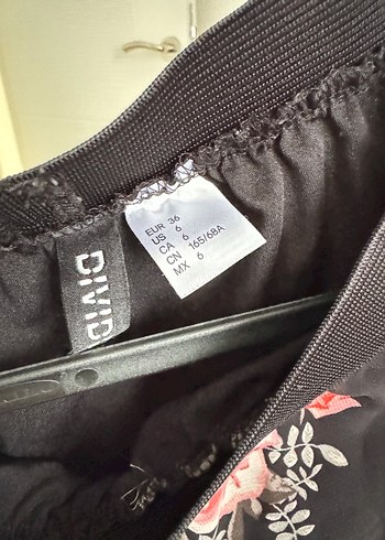 H&M Uzun Siyah Çiçekli Bohem Etek