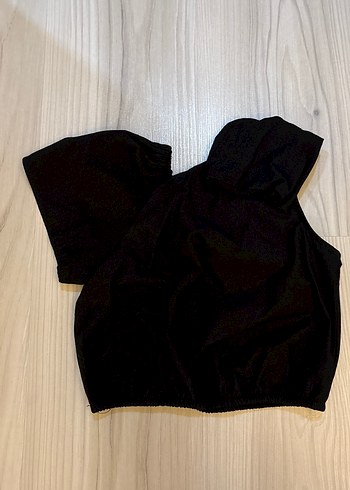 Zara Zara Siyah Drapeli Askısız Mini Crop Top