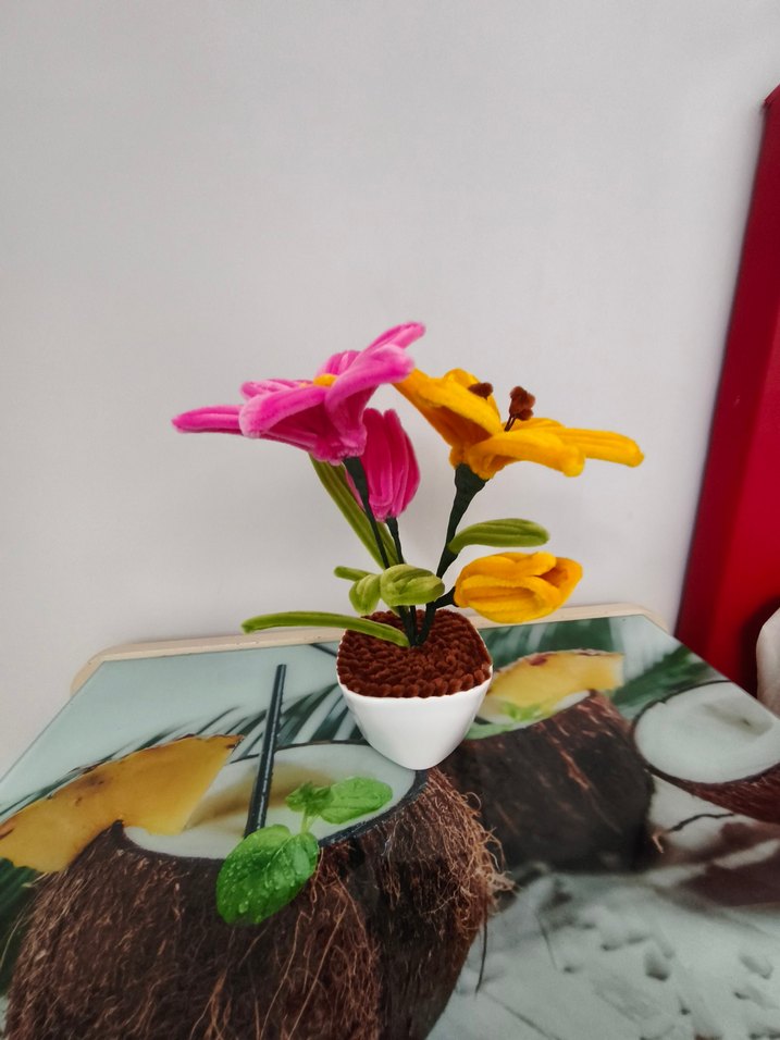 Renkli Dekoratif Çiçekli Saksı - Görsel 2