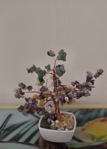 Renkli Taşlı Mini doğal taş ağaç - Görsel 2