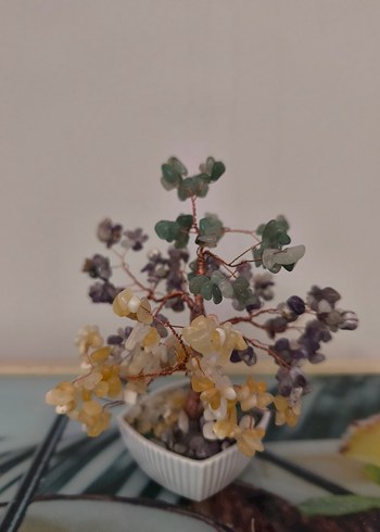 Renkli Taşlı Mini doğal taş ağaç - Görsel 3