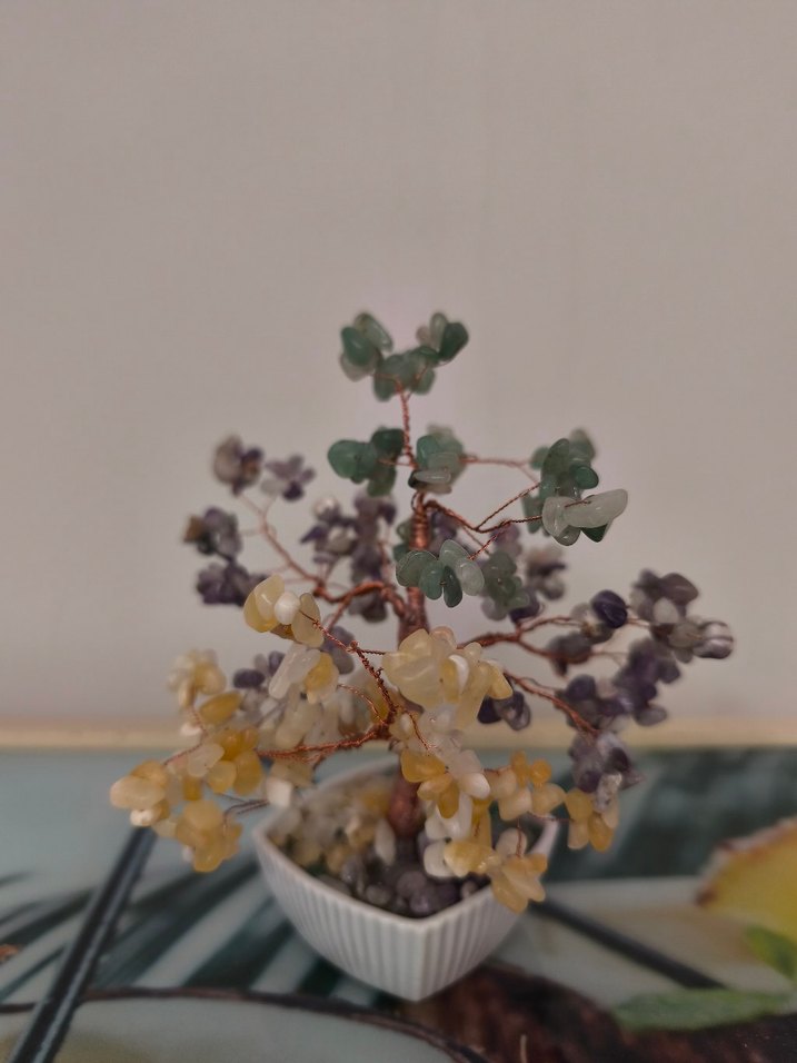 Renkli Taşlı Mini doğal taş ağaç - Görsel 3