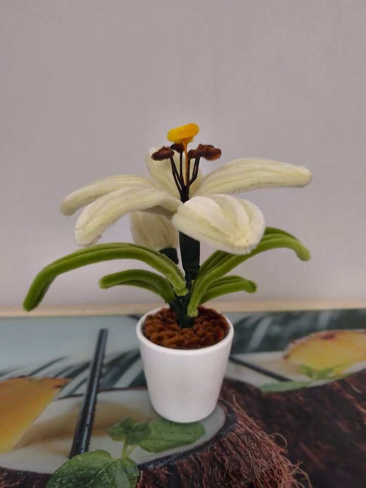 Beyaz Saksıda Renkli Dekoratif Çiçek - Görsel 3