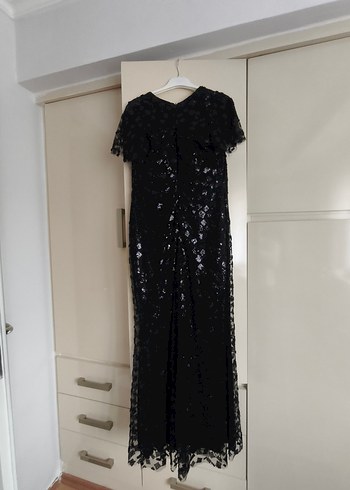 Siyah Pul Detaylı Uzun Gotik Abiye Elbise - Görsel 2