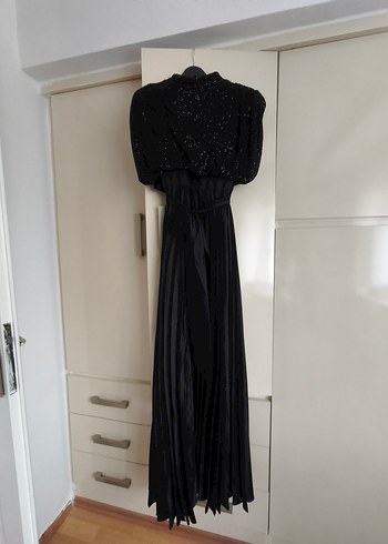 Siyah Drapeli Straplez Uzun Abiye Elbise - Görsel 2