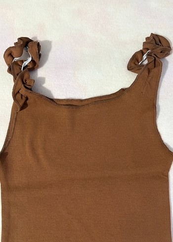 Kahverengi Elastik Askılı Kadın Atlet - Görsel 2