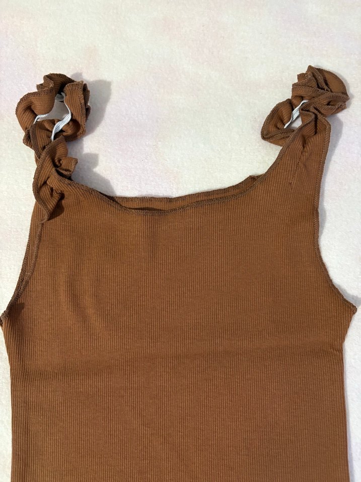 Kahverengi Elastik Askılı Kadın Atlet - Görsel 2