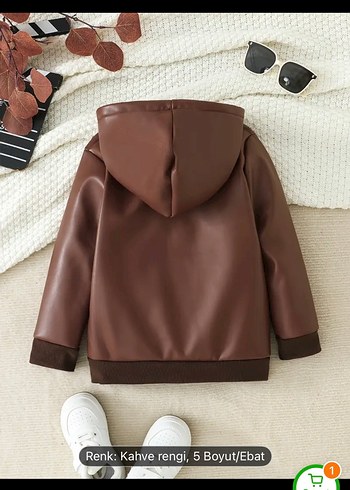 Kahverengi Kürklü Deri Erkek Çocuk Mont - Görsel 3