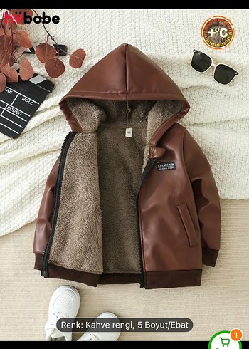 Kahverengi Kürklü Deri Erkek Çocuk Mont - Görsel 4
