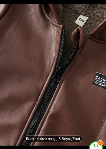 Kahverengi Kürklü Deri Erkek Çocuk Mont - Görsel 2