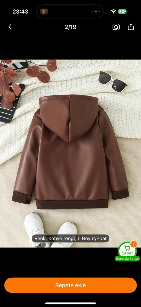 Kahverengi Kürklü Deri Erkek Çocuk Mont - Görsel 3