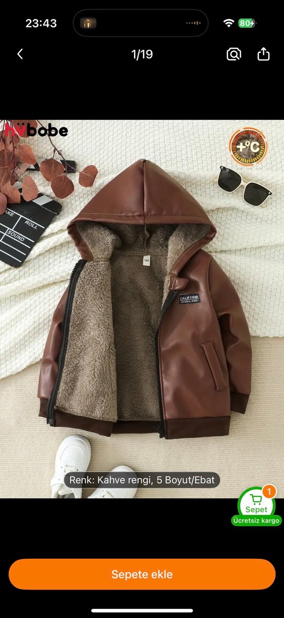 Kahverengi Kürklü Deri Erkek Çocuk Mont - Görsel 4