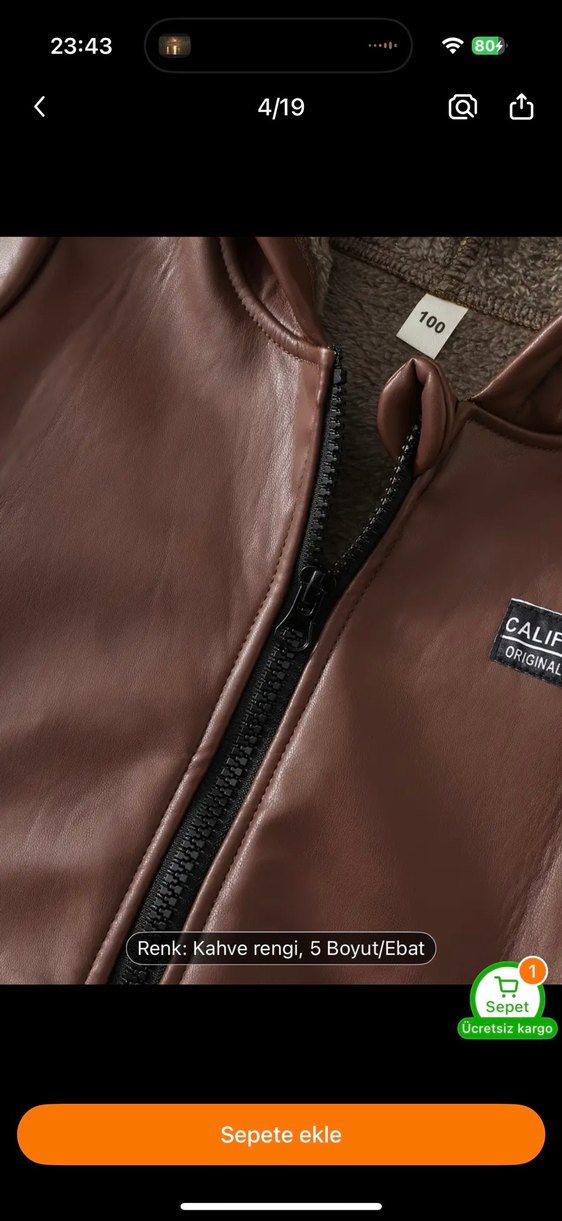 Kahverengi Kürklü Deri Erkek Çocuk Mont - Görsel 2