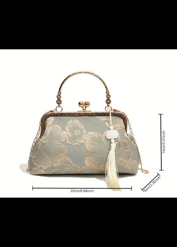 Diğer Vintage Abiye Çanta Gold Detaylı Özel Gün Davet Düğün