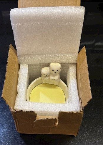 Beden beyaz Renk Seramik Kedi Figürlü Dekoratif Mumluk