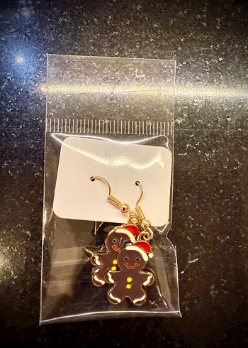 Yılbaşı Kurabiye Figürlü Boncuklu Küpe - Görsel 3