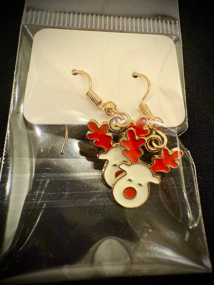 Yılbaşı Temalı Renkli Mini Geyik Küpeler - Görsel 3