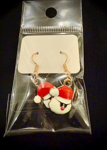 Renkli Boncuklu Mini Noel Baba Küpeleri - Görsel 3