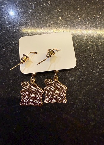 Kırmızı Kış Temalı Mini Ev Figürlü Küpeler - Görsel 2