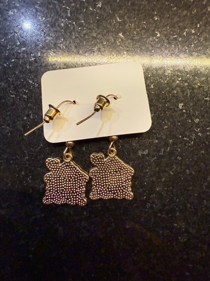 Kırmızı Kış Temalı Mini Ev Figürlü Küpeler - Görsel 2