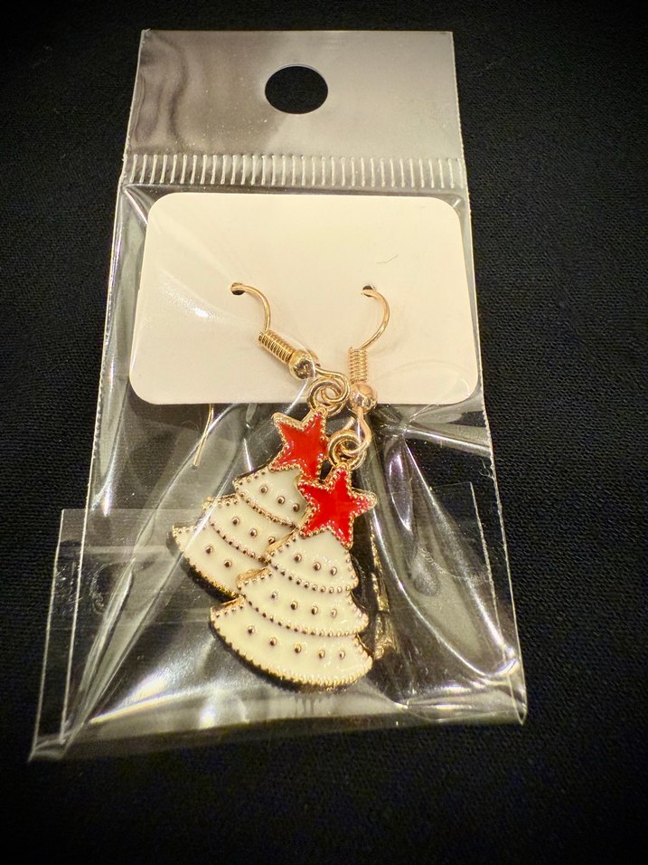 Beyaz Yılbaşı Ağacı  Temalı Küpeler - Görsel 3