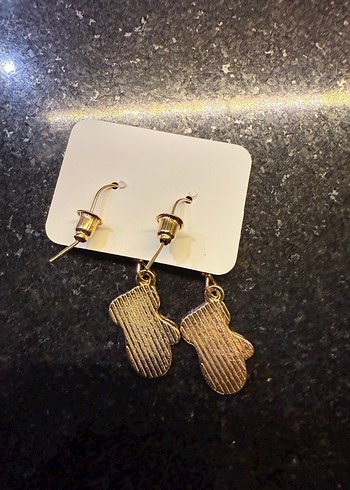 Kış Temalı Yeşil Eldiven  Mini Küpe - Görsel 2