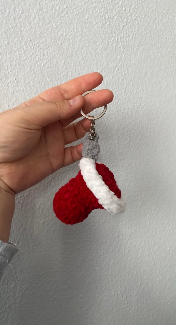 Kırmızı Örgü çay bardağı Anahtarlık - Görsel 2