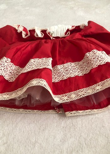 Kız Çocuk Kırmızı vintage doğum günü elbisesi - Görsel 6