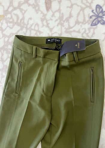 Kadın Haki Kumaş Pantolon, Fermuarlı, Ofis Şıklığı - Görsel 3